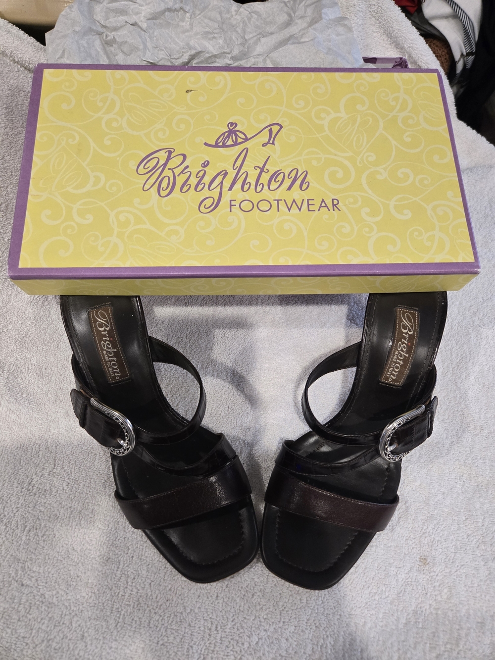Brighton Dark Brown Leather Buckle Sandals